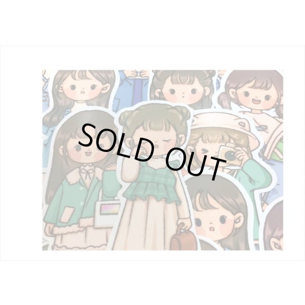 画像3: 女の子の春夏秋冬＊冬＊人物＊台紙も使える大きいシール＊20枚♪＊海外製 (3)