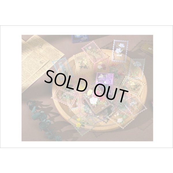 画像15: 切手型フレーム付＊グリーン・花の妖精＊PETシール＊50枚＊箱入り＊海外製 (15)