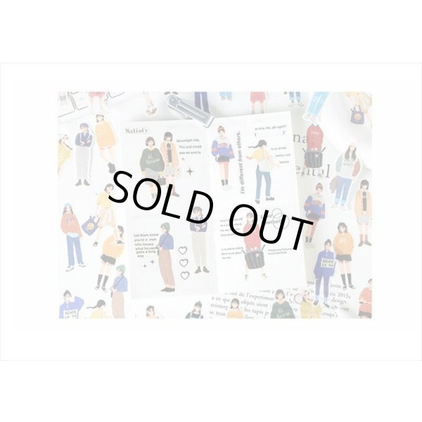 画像11: STREET40＊ベージュ＊人物＊和紙シール＊40枚♪＊海外製 (11)