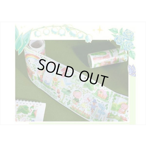 画像12: ラブリーベア💓＊グリーン・森の中＊箔押し＊幅広＊マスキングテープ＊はく離式＊海外マステ (12)