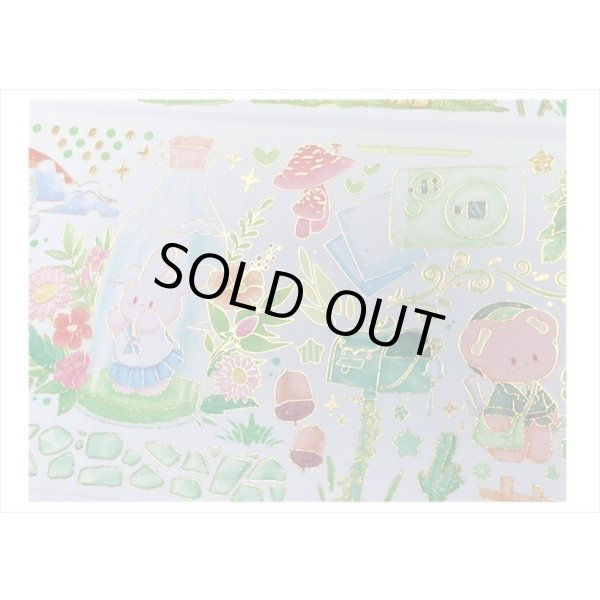 画像8: ラブリーベア💓＊グリーン・森の中＊箔押し＊幅広＊マスキングテープ＊はく離式＊海外マステ (8)