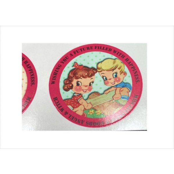 画像5: グラシン窓つき封筒入り＊レトロ＊丸型48枚＊光沢シール＊オリジナル (5)