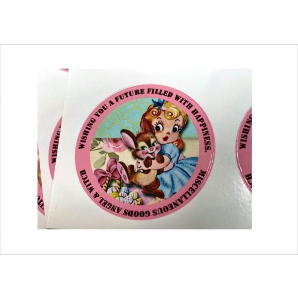 画像4: グラシン窓つき封筒入り＊レトロ＊丸型48枚＊光沢シール＊オリジナル (4)