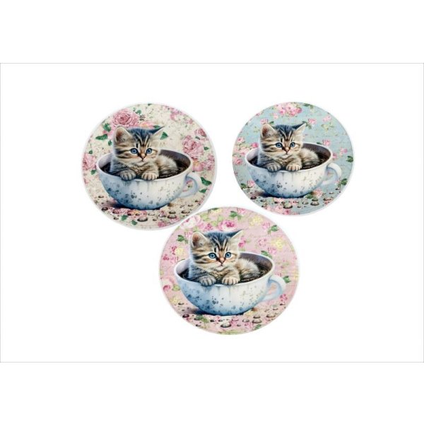 画像8: グラシン窓つき封筒入り*フラワーキャット*丸形48枚*光沢シール*オリジナル (8)