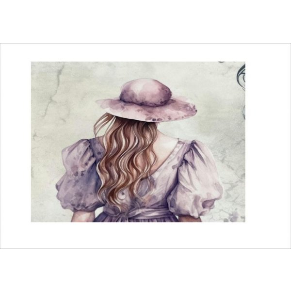 画像3: 2サイズ＊帽子の女性と紫陽花＊コラージュペーパー＊6枚＊オリジナル (3)