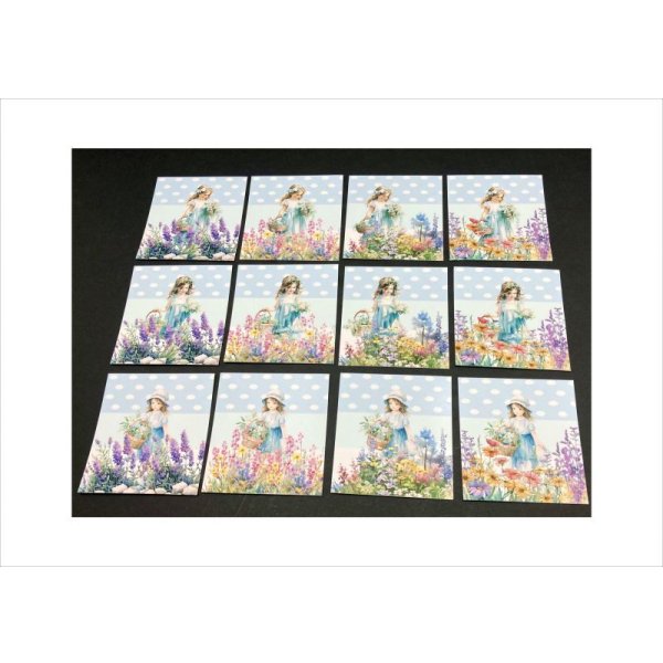 画像3: CuteGirl*お花畑*光沢シール*12枚*オリジナル (3)