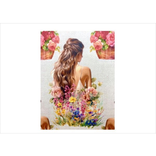 画像5: 純白紙＊後ろ姿の女性と花＊3柄セット＊コラージュペーパー＊6枚＊オリジナル (5)