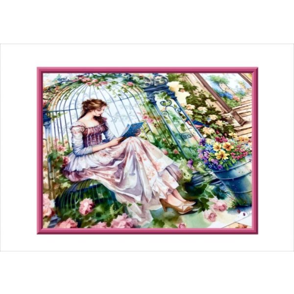 画像6: 両面印刷＊鳥かごの中の女性＊フォトマット紙＊4枚＊コラージュペーパー＊オリジナル (6)