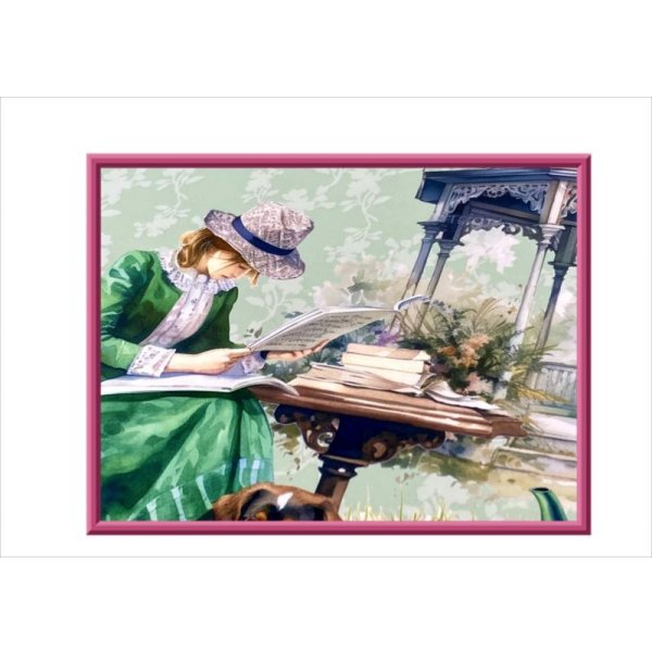 画像7: 両面印刷＊本を読む女性＊フォトマット紙＊4枚＊コラージュペーパー＊オリジナル (7)