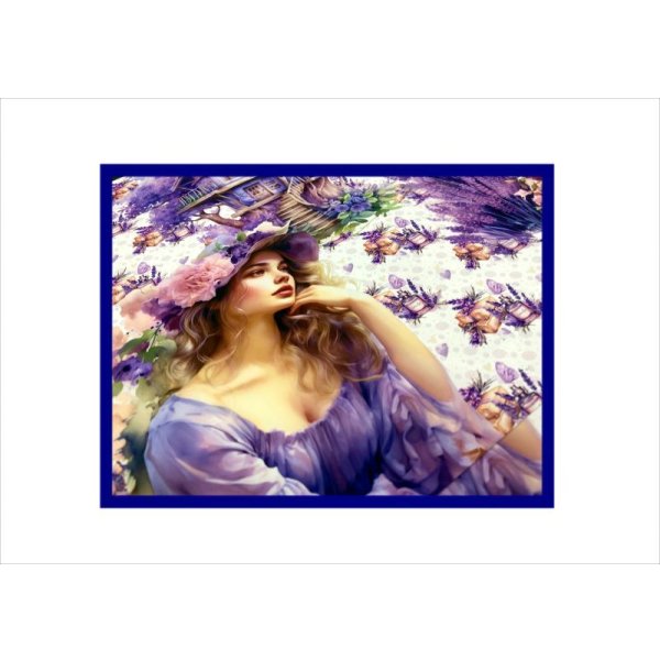 画像5: 両面印刷＊ラベンダーと女性＊フォトマット紙＊4枚＊コラージュペーパー＊オリジナル (5)