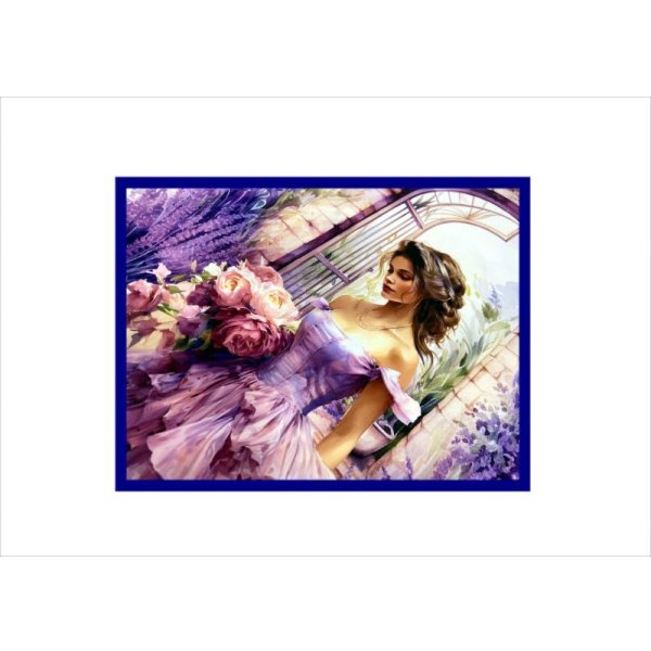 画像4: 両面印刷＊ラベンダーと女性＊フォトマット紙＊4枚＊コラージュペーパー＊オリジナル (4)