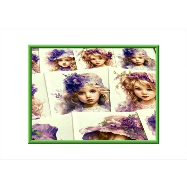 画像6: 正方形カットシール*少女(パープル)*大小24枚*オリジナル (6)