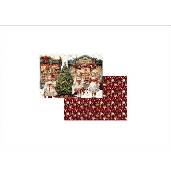 画像7: 両面印刷＊少女とクリスマスツリー＊🎄＊フォトマット紙＊4枚＊コラージュペーパー＊オリジナル (7)