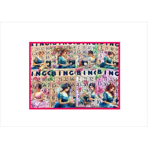 画像7: BINGOカード＊ソーイング＊女性＊両面印刷＊16枚＊オリジナル (7)