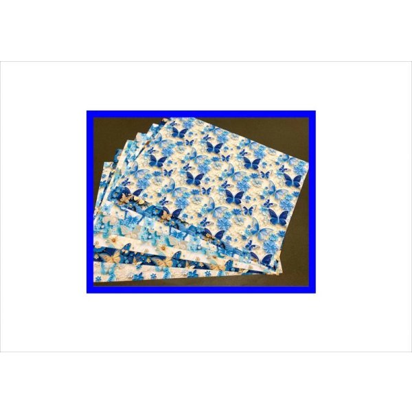 画像3: 3D　美しい蝶々＊ブルー＊ペーパーセット＊柄違い7枚＊コラージュペーパー＊オリジナル (3)