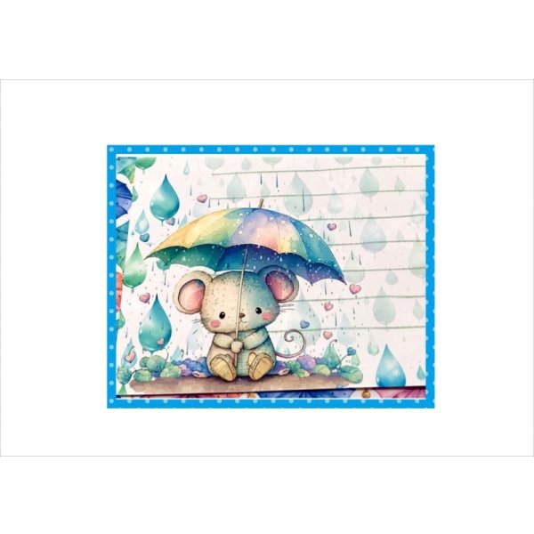 画像4: 雨の日のお散歩＊アニマル＊メモ用紙＊16枚＊シール付き＊オリジナル (4)