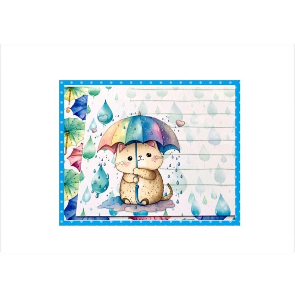 画像5: 雨の日のお散歩＊アニマル＊メモ用紙＊16枚＊シール付き＊オリジナル (5)