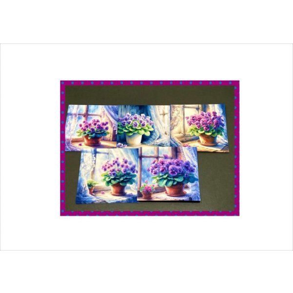 画像10: スミレの花の正方形メモ＊20枚＊オリジナル (10)