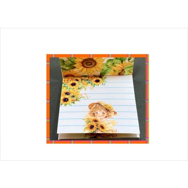 画像4: ちびメモ＊ひまわり娘＊女の子＊正方形＊メモ帳＊36枚＊オリジナル (4)