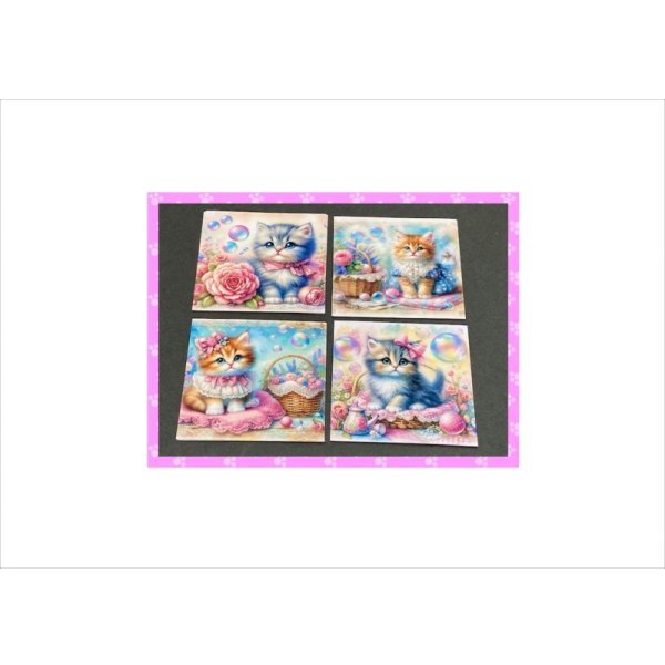 画像10: しゃぼん玉とネコ＊正方形メモ＊両面印刷＊30枚＊オリジナル (10)