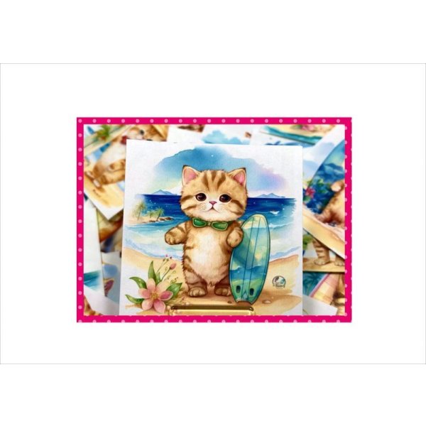 画像11: 波乗りキャット♪サーファー＊ねこ＊カットシール60枚♪＊オリジナル (11)