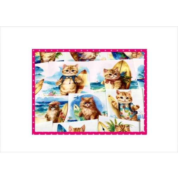 画像13: 波乗りキャット♪サーファー＊ねこ＊カットシール60枚♪＊オリジナル (13)