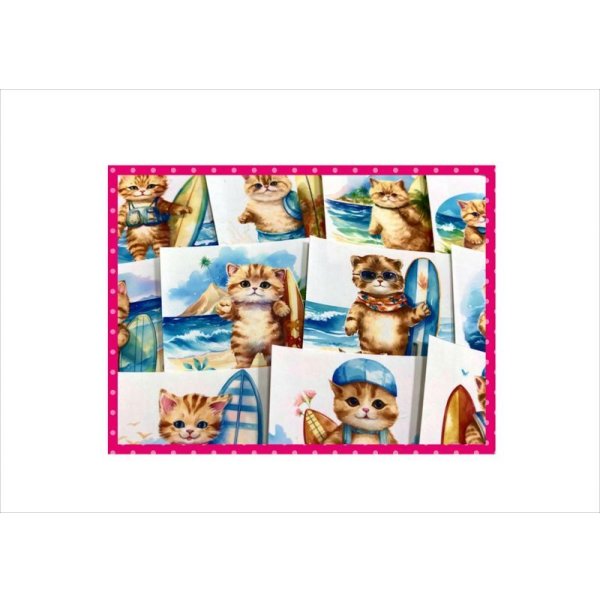 画像15: 波乗りキャット♪サーファー＊ねこ＊カットシール60枚♪＊オリジナル (15)