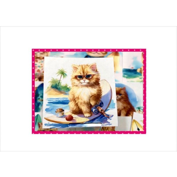 画像8: 波乗りキャット♪サーファー＊ねこ＊カットシール60枚♪＊オリジナル (8)