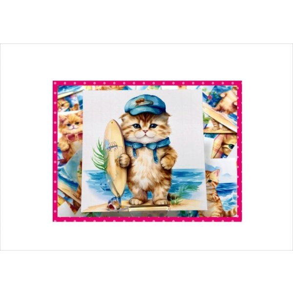 画像4: 波乗りキャット♪サーファー＊ねこ＊カットシール60枚♪＊オリジナル (4)