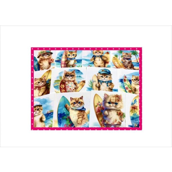 画像16: 波乗りキャット♪サーファー＊ねこ＊カットシール60枚♪＊オリジナル (16)