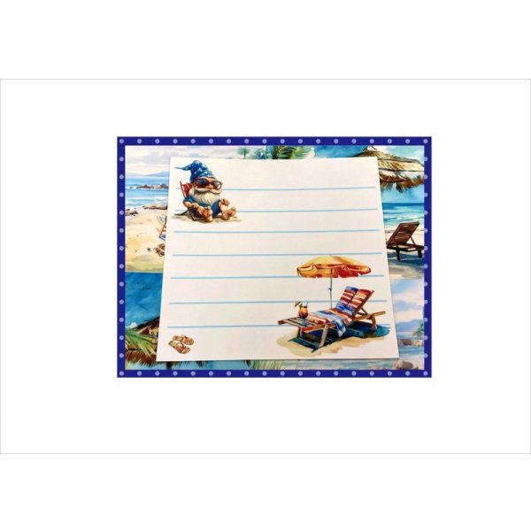 画像4: サマーサンタ＊サンタの海水浴＊シール付き＊メモ帳＊32枚綴り＊オリジナル (4)