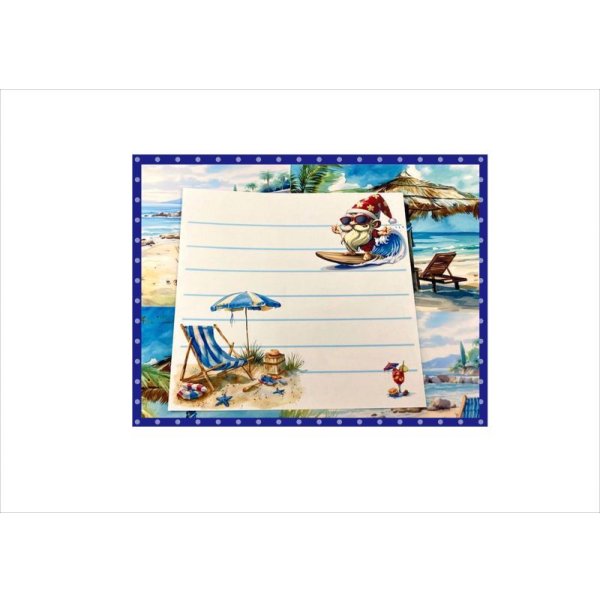 画像3: サマーサンタ＊サンタの海水浴＊シール付き＊メモ帳＊32枚綴り＊オリジナル (3)