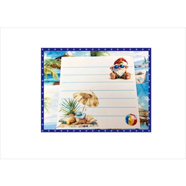 画像5: サマーサンタ＊サンタの海水浴＊シール付き＊メモ帳＊32枚綴り＊オリジナル (5)