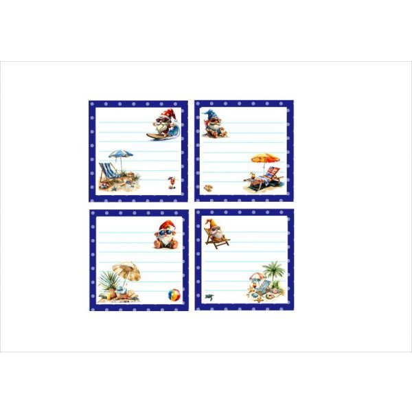 画像7: サマーサンタ＊サンタの海水浴＊シール付き＊メモ帳＊32枚綴り＊オリジナル (7)