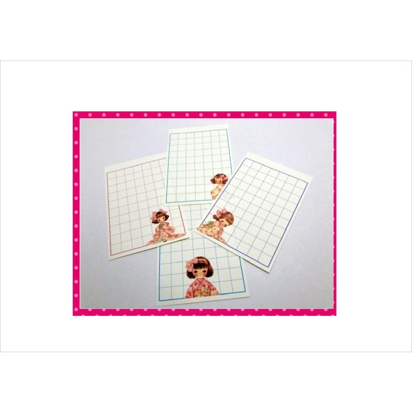 画像4: レトロなミニノートブック＊ピンク＊着物の女の子＊メモ帳＊40枚＊オリジナル (4)