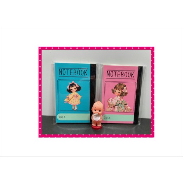 画像10: レトロなミニノートブック＊ピンク＊着物の女の子＊メモ帳＊40枚＊オリジナル (10)