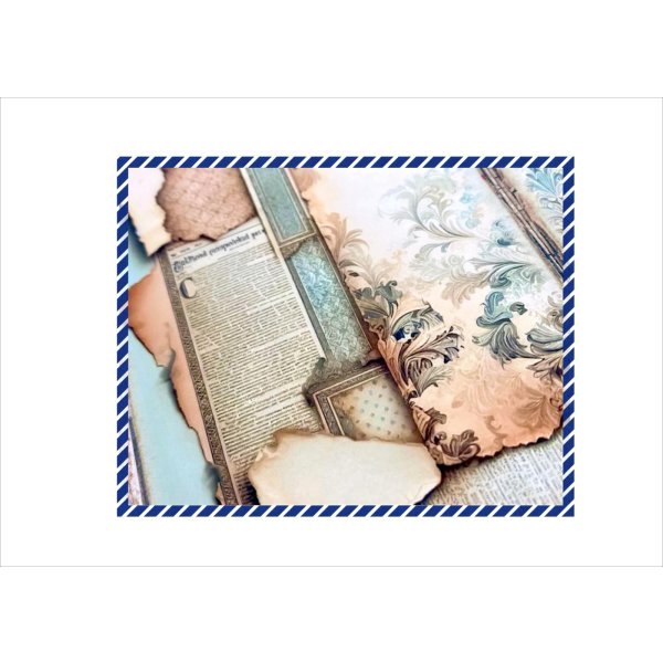画像6: コラージュ＊台紙・ブルー＊ペーパーセット＊コラージュペーパー＊柄違い20枚＊オリジナル (6)