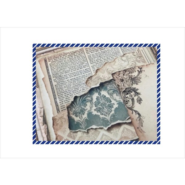 画像5: コラージュ＊台紙・ブルー＊ペーパーセット＊コラージュペーパー＊柄違い20枚＊オリジナル (5)