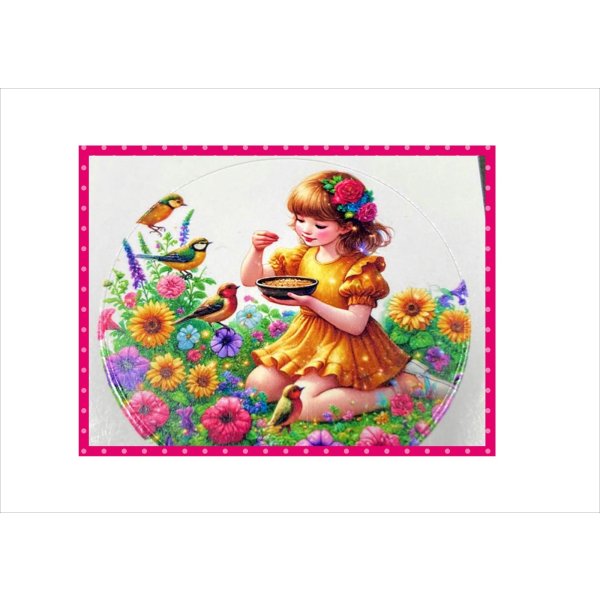 画像5: 〇型＊光沢シール＊お花畑の女の子＊24枚＊トレペ封筒入り♪オリジナル (5)