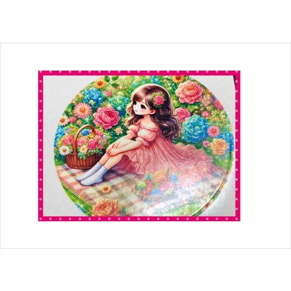 画像6: 〇型＊光沢シール＊お花畑の女の子＊24枚＊トレペ封筒入り♪オリジナル (6)