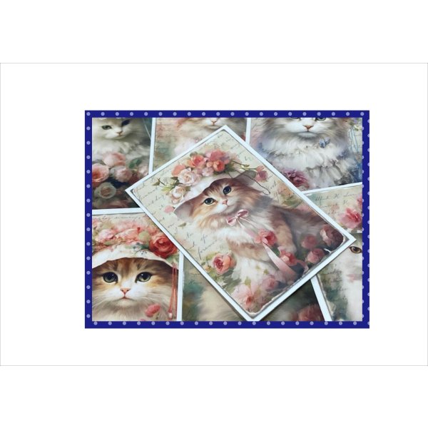 画像5: 2種のカットシール*おめかしネコと風船ネコ*柄違い32枚*オリジナル (5)