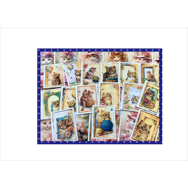 画像14: 2種のカットシール*おめかしネコと風船ネコ*柄違い32枚*オリジナル (14)