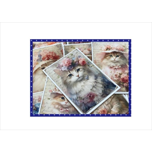 画像7: 2種のカットシール*おめかしネコと風船ネコ*柄違い32枚*オリジナル (7)