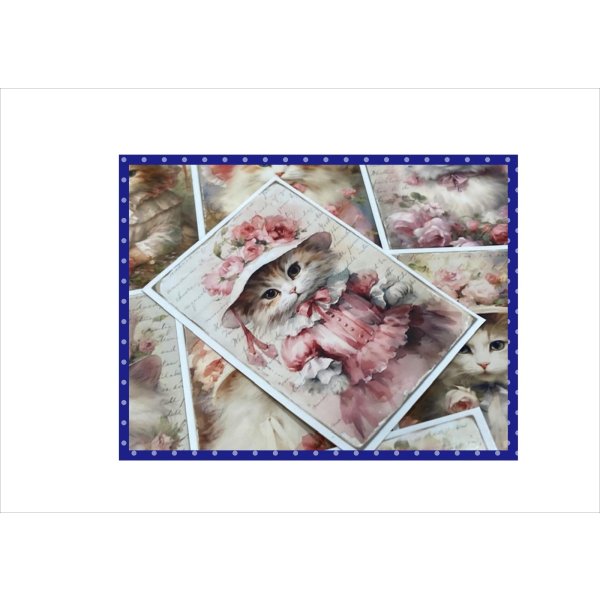 画像4: 2種のカットシール*おめかしネコと風船ネコ*柄違い32枚*オリジナル (4)