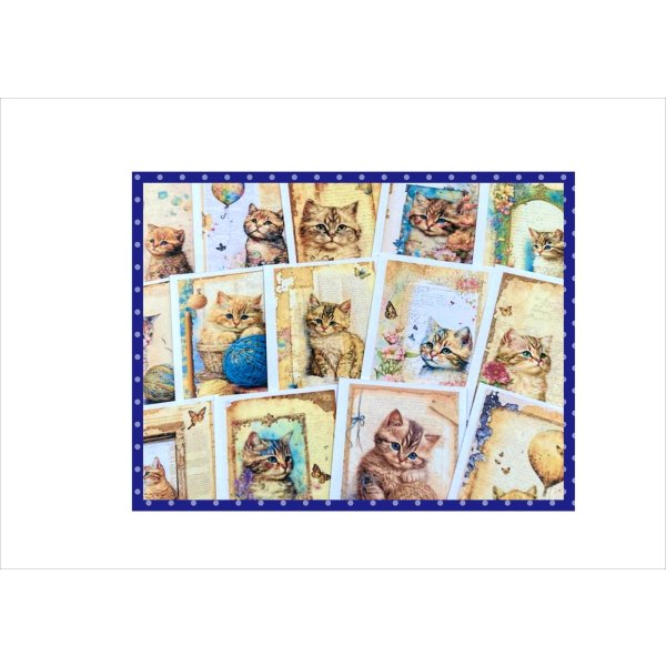 画像13: 2種のカットシール*おめかしネコと風船ネコ*柄違い32枚*オリジナル (13)