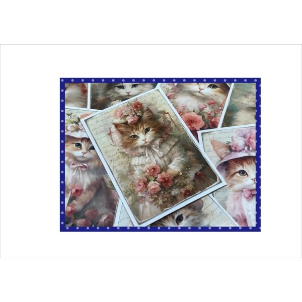 画像6: 2種のカットシール*おめかしネコと風船ネコ*柄違い32枚*オリジナル (6)