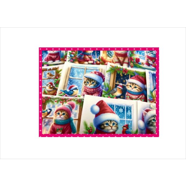 画像9: ネコと小鳥のクリスマス＊カットシール＊24枚＊オリジナル (9)