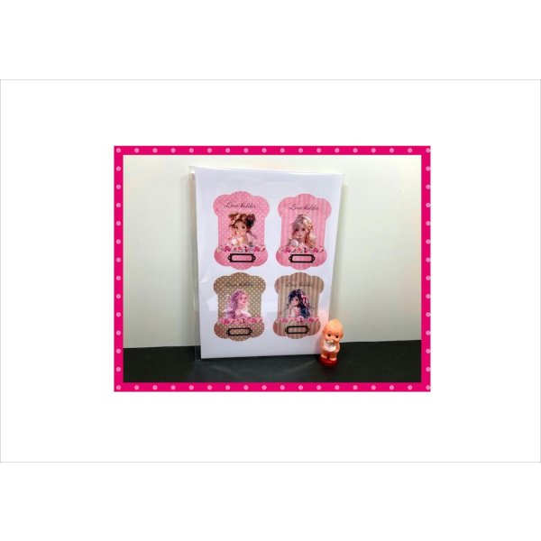 画像2: レースホルダー＊糸巻＊女の子＊柄違い24枚分＊両面印刷＊素材セット＊オリジナル (2)