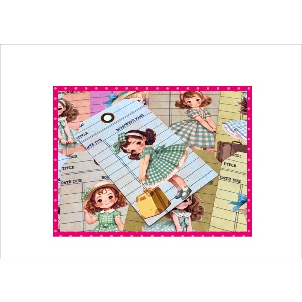 画像5: タグセット＊旅行の思い出・女の子＊トレペ封筒入り＊大小20枚＊オリジナル (5)