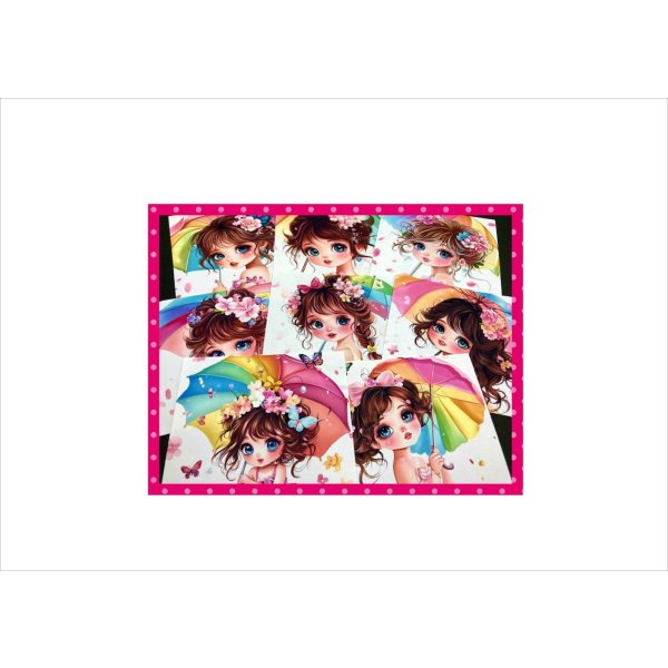 画像3: 大きなカットシール＊虹色の傘＊女の子＊柄違い8枚＊オリジナル (3)